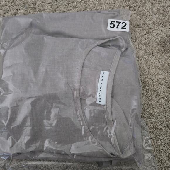 Bryan Walker Women’s Linen Flare Sleeve Blouse Taupe Sz S Minimalist Boho Resort - Picture 13 of 13